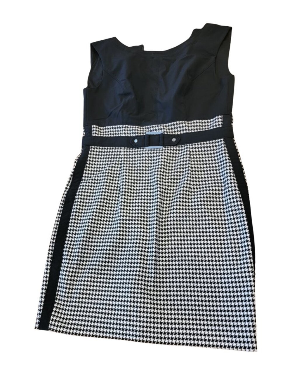 WHBM Color-Block Houndstooth Sleeveless Mini Dress